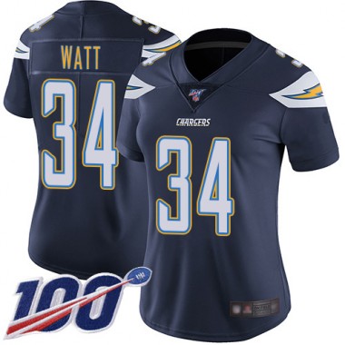 Los Angeles Chargers NFL Football Derek Watt Navy Blue Jersey Women Limited 34 Home 100th Season Vapor Untouchable